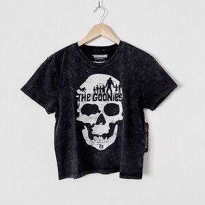 NEW The Goonies Cropped Acid Wash Graphic Tee